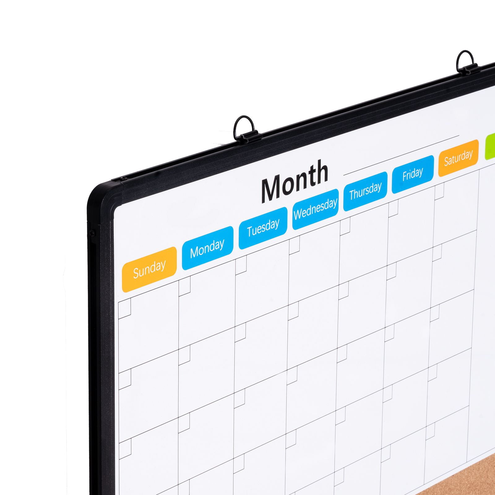 Combination Board 24x18 Inch Magnetic Whiteboard Cork Board Monthly Calendar Note Section with Dry-Erase Markers for Home Office