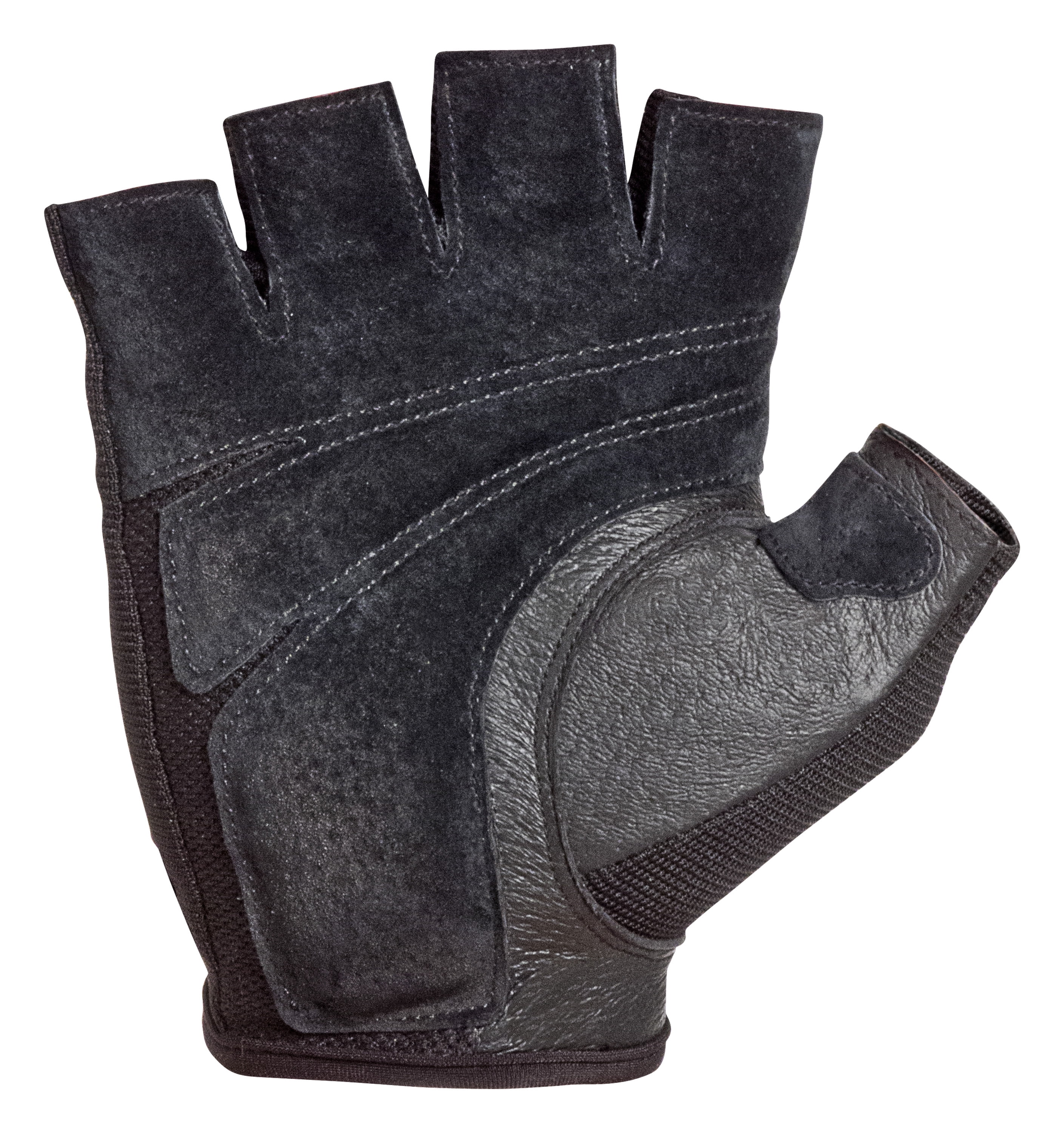 Harbinger Power Mens Black StretchBack Fingerless Gym Double Stitched Gloves 