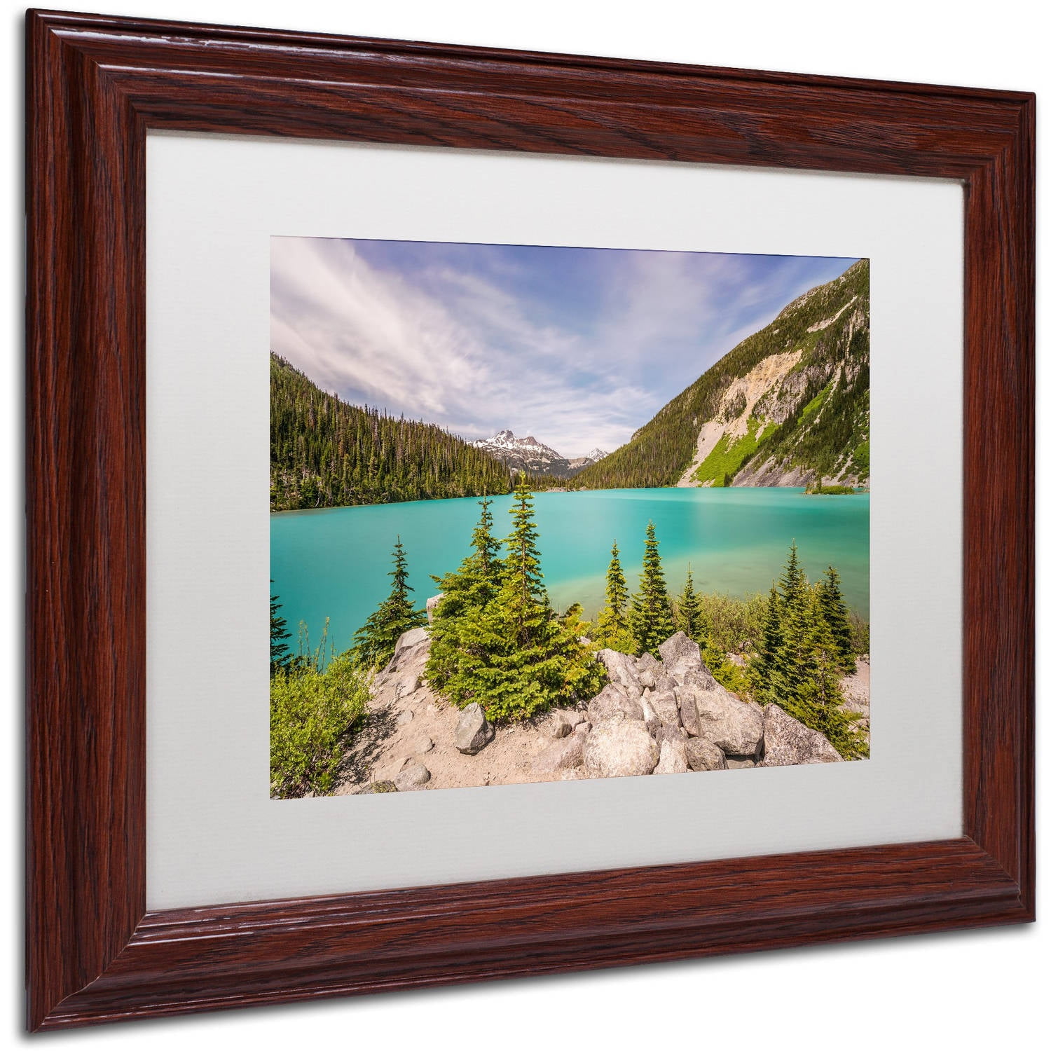 Trademark Fine Art 'Upper Joffre Lake' Canvas Art by Pierre Leclerc, White Matte, Wood Frame