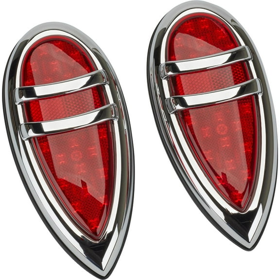 Speedway Motors 1938-39 Lincoln Zephyr LED Tail Lights: Easy Install Flat Back Design, Combines Tail, Brake & Turn Signals, Simple 3-Hole Mounting, Base Gasket Included, 21 LEDs