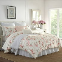 Laura Ashley Wisteria Velour 3-Piece Full/Queen Comforter Set in Blush