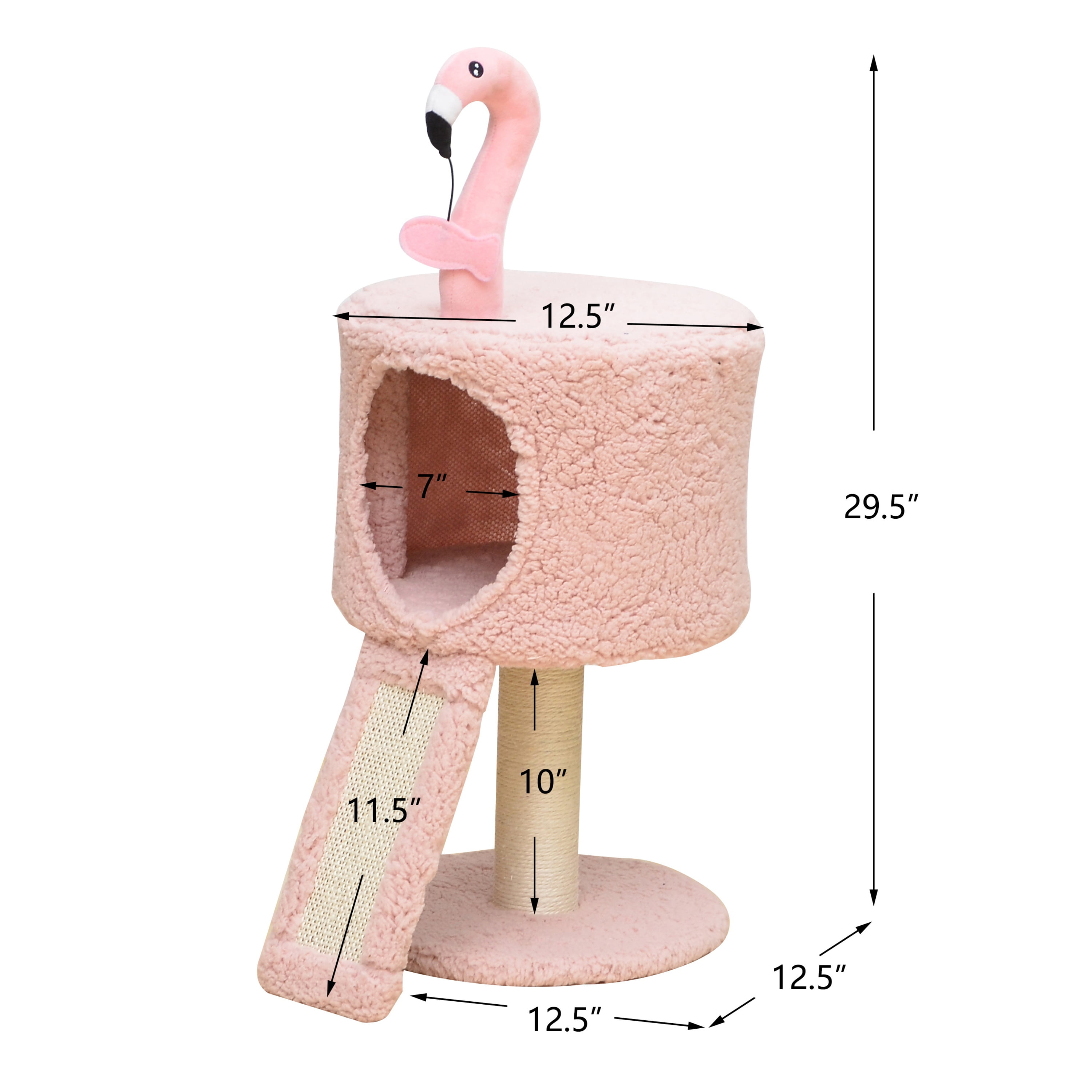 Catry 29" Cat Tree with Top Condo, Replaceable Posts, Sisal Scratching Ramp, for Small Cats & Kittens, Pink