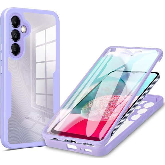 Slim Case for Samsung Galaxy A24 4G with Screen Protector, Full Body Clear Soft TPU Rugged Bumper Case Shockproof Phone Cover for Samsung Galaxy A24 4G QC Purple