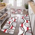 thumbnail image 2 of Red and White Striped Baseballs Pattern Kitchen Rugs Sets Of 3,Kitchen Runner Rugs Non Skid Washable,Decorative Kitchen Floor Mats for Kitchen,Sink,Laundry,17"x30"+ 17"x47" + 17"x59", 2 of 6