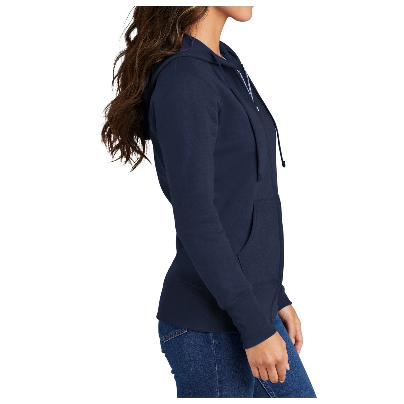 Mafoose Women's Core Fleece Full-Zip Long Sleeve Hooded Cozy Sweatshirt Navy L