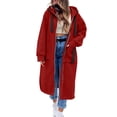 thumbnail image 2 of Titcea Zip Up Hoodies for Women Fleece Long Drawstring Solid Color Hooded Sweatshirt with Pockets Home Daily Warm Comfy Casual Fall Winter Sweatshirts S-3XL, 2 of 9