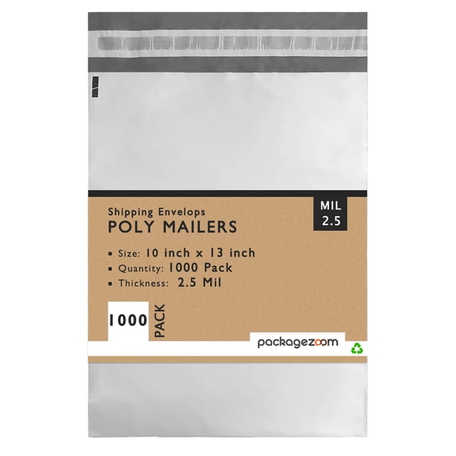 10 x 13 Poly Mailers Shipping Envelopes Bags Waterproof Self Sealing 2.5 Mil 1000 Pack