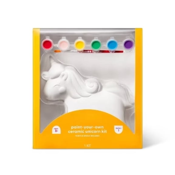 Paint-Your-Own Ceramic Unicorn Kit Painting Kit with Brush & Paint, Ceramic Animal Craft for Ages 8 
