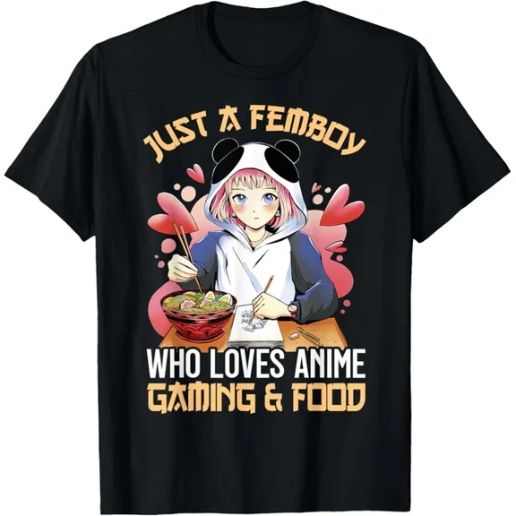 Hot Trending T-Shirt With Just A Femboy Who Loves Anime And Gaming Crossdressing Design Preview Only