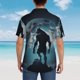 thumbnail image 4 of Fotbe Moon Wolf Warrior Camisa Hawaiana para Hombre Unisex – Camisa Casual de Verano con Botones de Manga Corta de Algodón y Lino,Small, 4 of 7