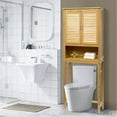 Bamboo Over The Toilet Storage with Bottom Shelf, Free Standing