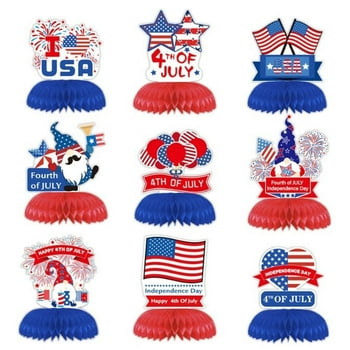 Midsumdr 4th of July Decorations 9 Pcs Patriotic Table Centerpiece 4th Of July Honeycomb Centerpieces 3D Patriotic Table Decor American Flag 3D Party Centerpieces For Independence Day on Clearance
