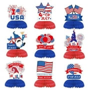 Midsumdr 4th of July Decorations 9 Pcs Patriotic Table Centerpiece 4th Of July Honeycomb Centerpieces 3D Patriotic Table Decor American Flag 3D Party Centerpieces For Independence Day on Clearance