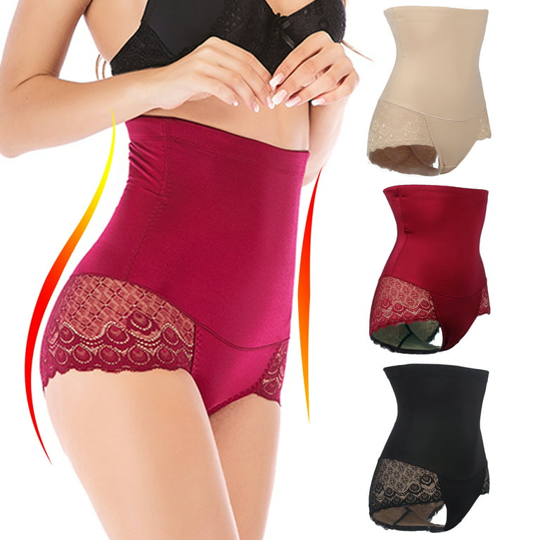 Women Underwear High Waist Panties Tummy Control Shapewear Body Brief, Red,  XL