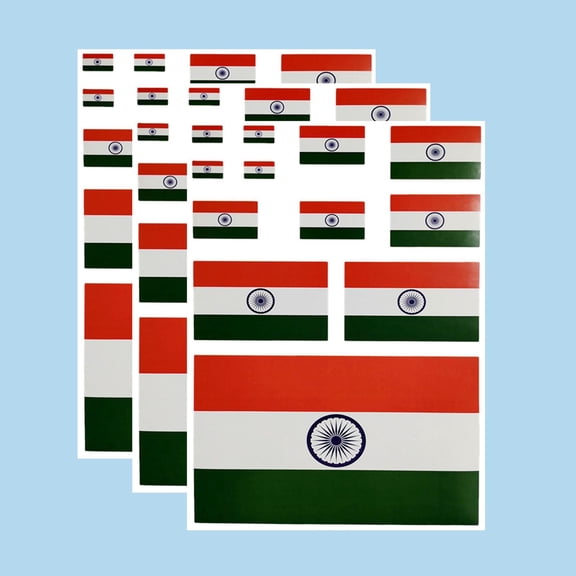 Ruoming Ruoming 3 PCS National Flag Stickers, Multiple Sizes, Self-Adhesive Decals for Cars, Phones, Bags(India)