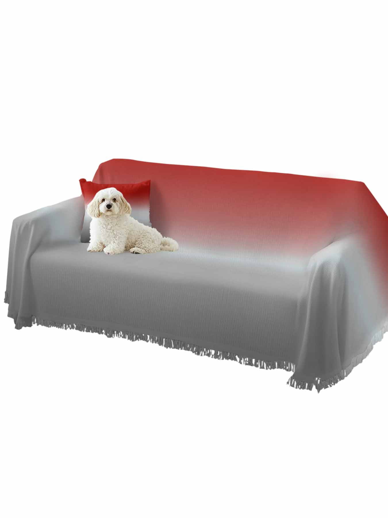 Red Gray Ombre Couch Cover, Modern Gradient Abstract Art Oversized Sofa Cover Blanket for 3 Cushion Couch, Sectional Sofa Slipcover Furniture Protector for Living Room Bedroom 71''x150''