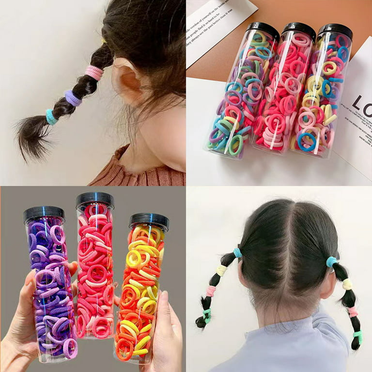 keusn pack hair ties baby toddlers girls elastics hair bands black colorful  small rubber bands ponytail pigtails holders not harm to hair 