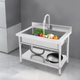 thumbnail image 4 of ToppiJoy Stainless Steel Utility Sink with Pull-Out Faucet, Single Bowl Commercial Sink for Kitchen Laundry, 4 of 15