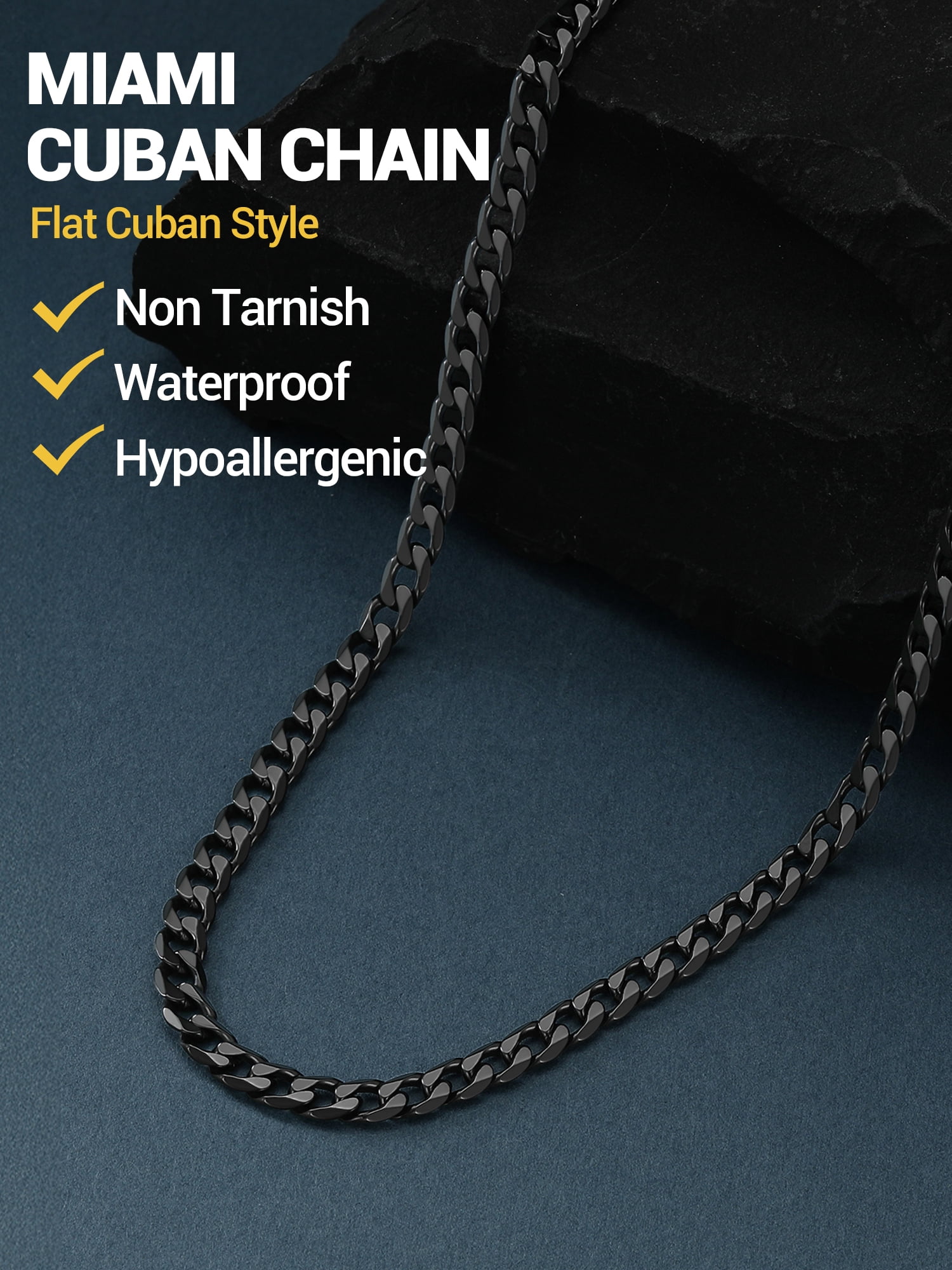 PROSTEEL Chain Necklace for Men 4mm Stainless Steel Black Cuban 24 Inch Birthday Father Day Jewelry Gifts for Husband Dad Adults