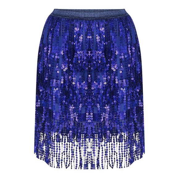 Ersazi Summer Dresses for Women 2024 Vacation In Clearance Women's Sexy Hip Scarf Sequined Tassel Waist Scarf Adult Female Belly Dance Dress Waist Chain Skirt Summer Dresses Blue L