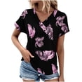 thumbnail image 1 of Tops de Algodón para Mujeres Cuello en V Moda Casual Manga Corta Primavera Verano Top para el Hogar Y Diario, 1 of 6