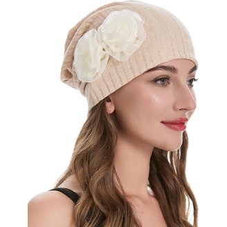 Flower Embroidery Beret Hat for Women, French Style Knitted  display picture 1