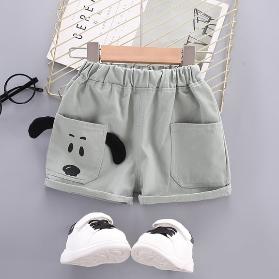 Boys Outfits Cartoon Print Pocket Shorts for Casual Play Boys' Clothing Sets Green 18 Months-24 Months