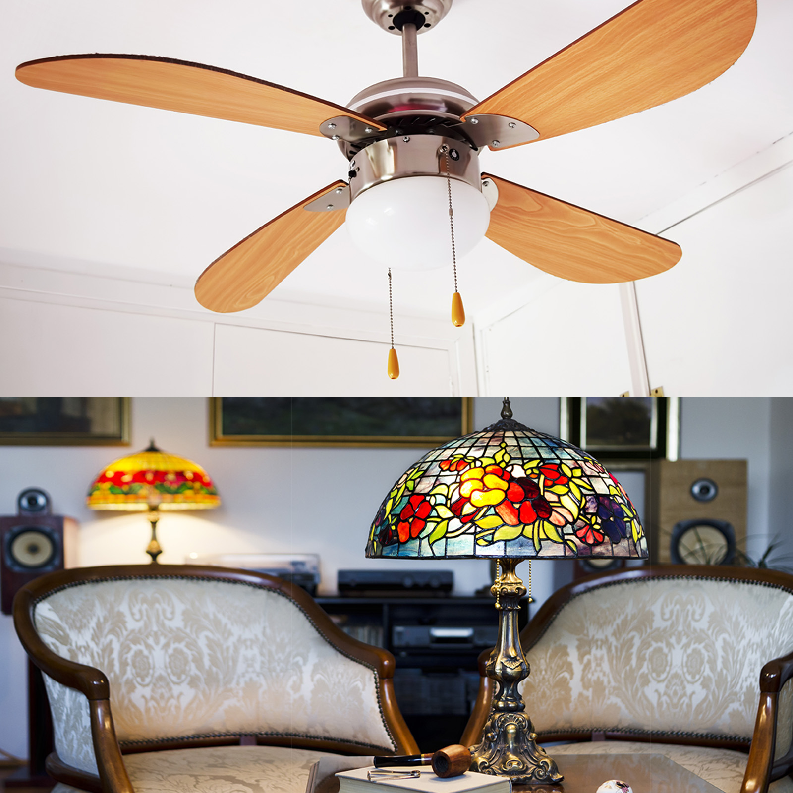 Westinghouse Turbo II 76 Cm Ceiling Fan With Light & Pull Cord – 6 Blades, 3 Speeds, Reversible, E14 Socket, White
