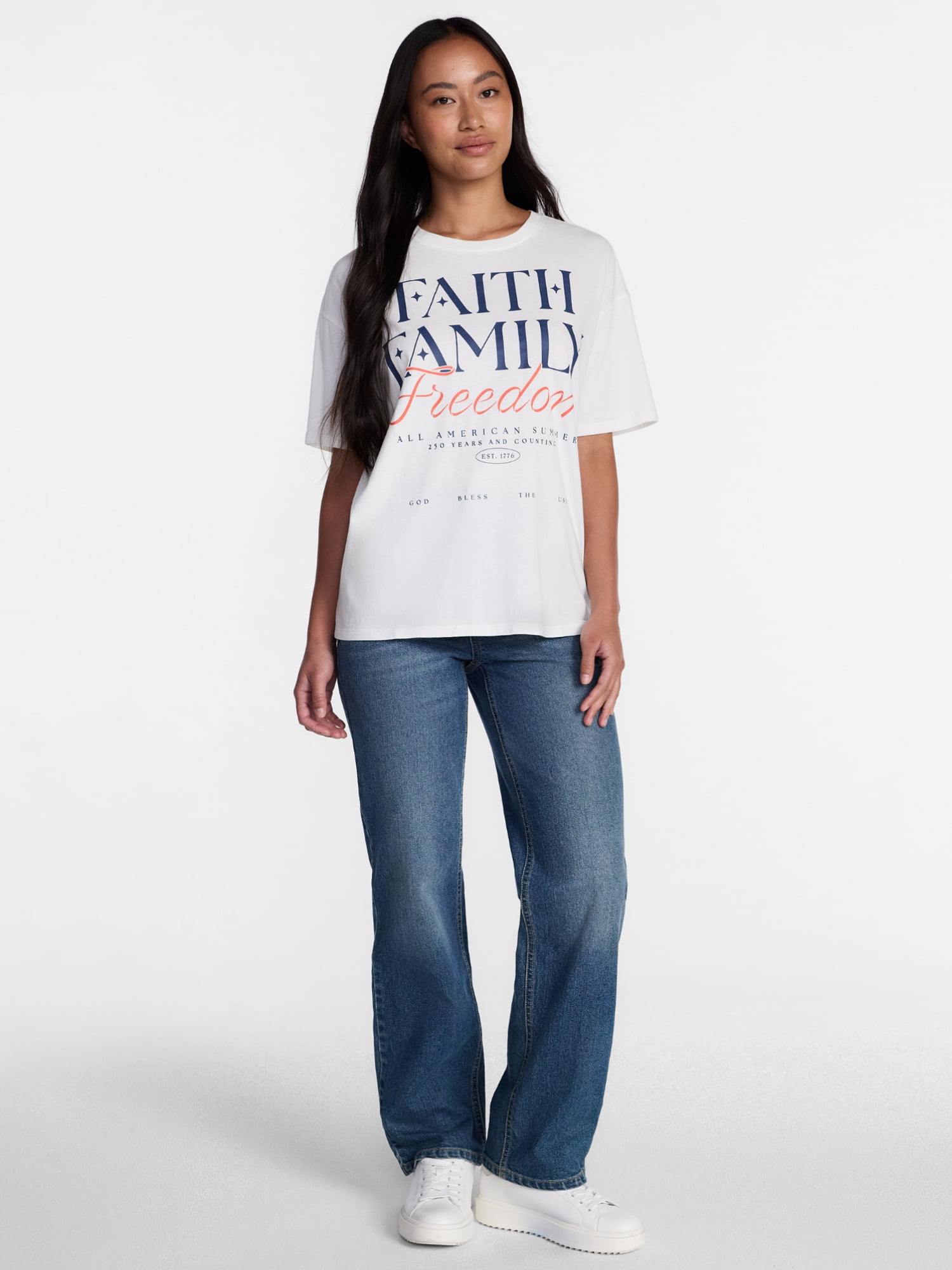Americana Women's Graphic Cotton Tee with Short Sleeves from Way to Celebrate, Sizes XXS-XXL