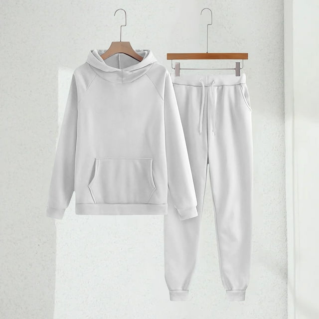 XIMIN Kid Girls 2 Piece Outfits Lounge Hoodie Sweatsuit Sets Oversized Solid Color Tracksuit Hoodie Sweatshirt Baggy Fall Comfy Sweatpants with Pockets Lounge Set