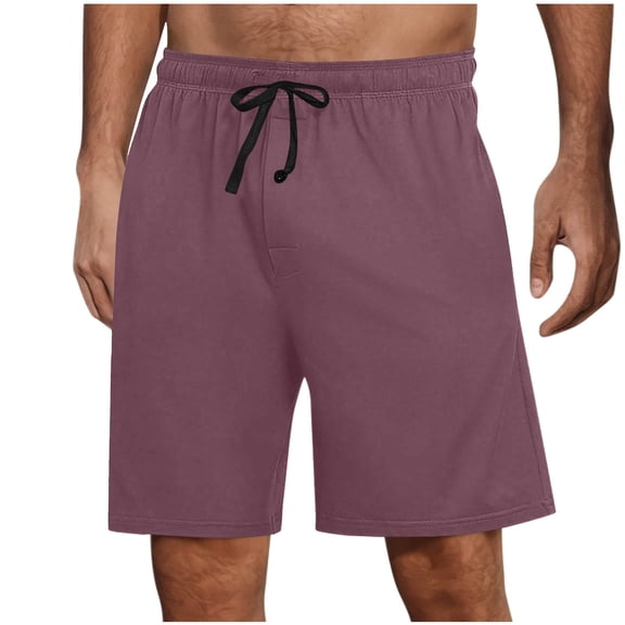 Stamzod Men Pajama Shorts Summer Solid Color Elastic Waist Sleeping Shorts Men Soft Casual Oversized Short Pajamas Hot Pink B XXL