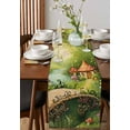 thumbnail image 4 of Mushroom Forest Table Runner 120 Inches, Green Fantasy Cottage Vintage Plant Lake Bed Runner Dresser Scarves Tabletop for Indoor Outdoor Parties/Ceremony/Banquet, 13"x 120", 4 of 8