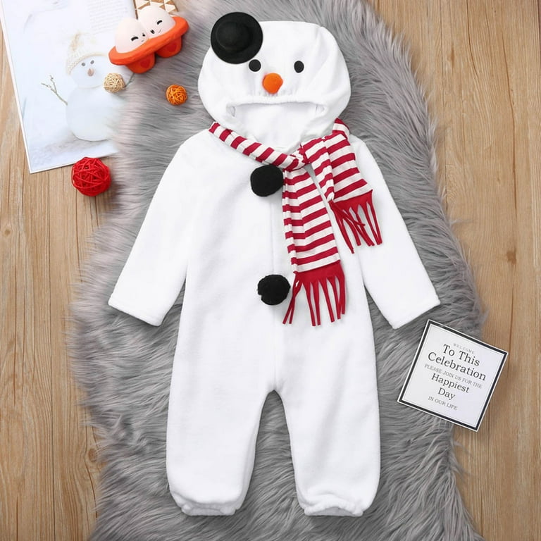 0-24M Infant Baby Boys Girls Fleece Christmas Outfit Xmas Snowman