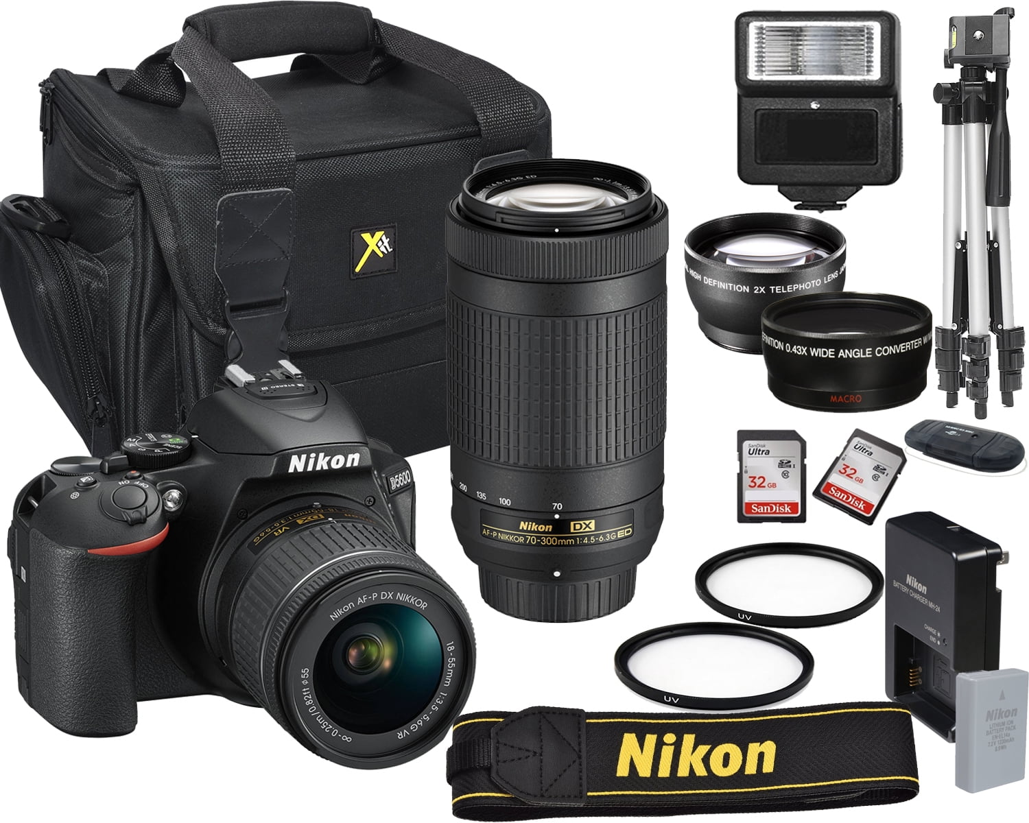 Nikon D5600 24.2 MP DSLR Camera + 1855mm VR Lens Kit +70300mm DX AFP