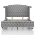 thumbnail image 5 of Furniture of America Gijit Glam Fabric Wingback Tufted King Bed in Gray, 5 of 6