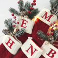 thumbnail image 5 of Medias navideñas con letras, nuevas decoraciones tejidas para el árbol de Navidad, colgantes para el hogar, regalo de Navidad, calcetines navideños con alfabeto de copos de nieve, 5 of 5