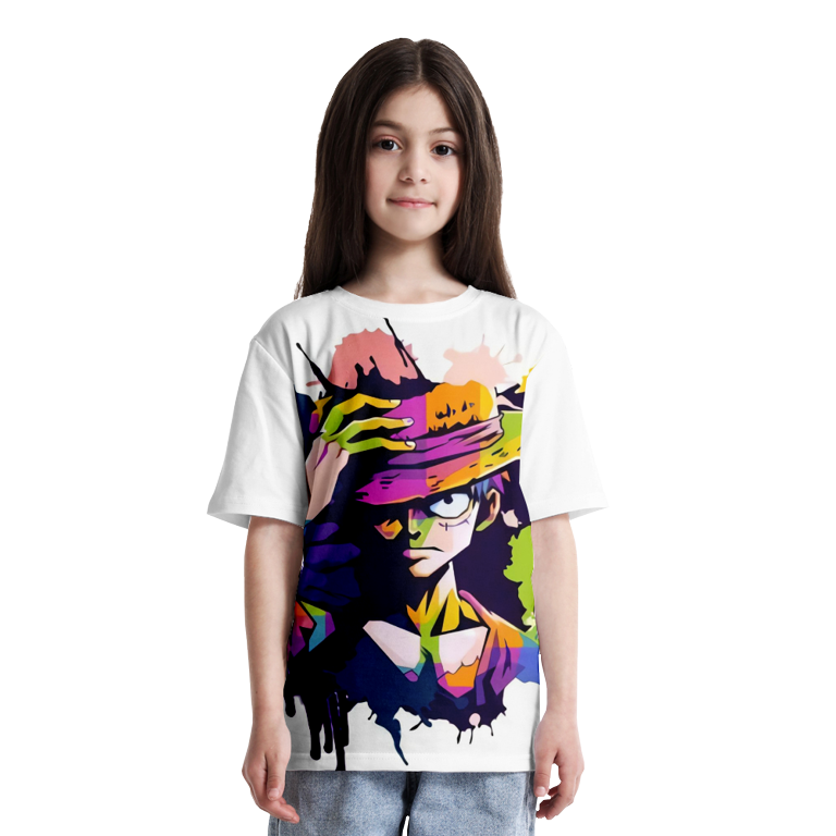 ONE PIECE Japanese Anime T-shirts Cartoon Printed Girls Children Tops Short-sleeve Clothes For Summer Kids Outfits，B-Adult-M -