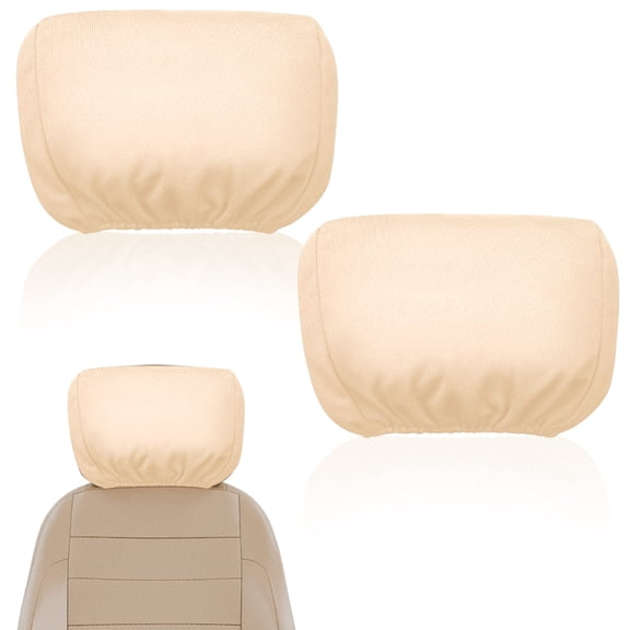 2Pcs Universal Headrest Covers for Cars Trucks Flexible Elastic Headrest Cover Soft Breathable Headrest Protectors Reusable Car Seat Head Rest Dust Cover for Most Models Beige 10.6x9.4 Inch DIY