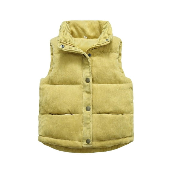 Staki Weighted Vest for Kids Boys Fleece Vest Kids Lightweight Sleeveless Jacket Fall Winter Warm Outwear(Yellow,12-18 Months)