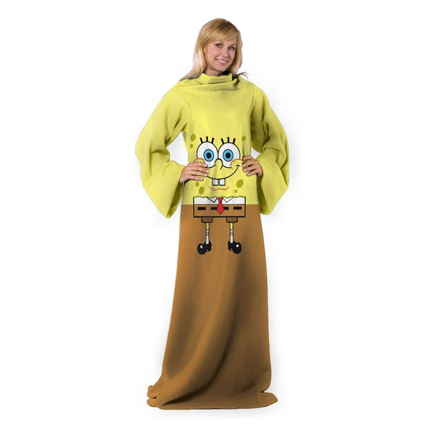 SpongeBob Adult Silk Touch Comfy Throw with Sleeves