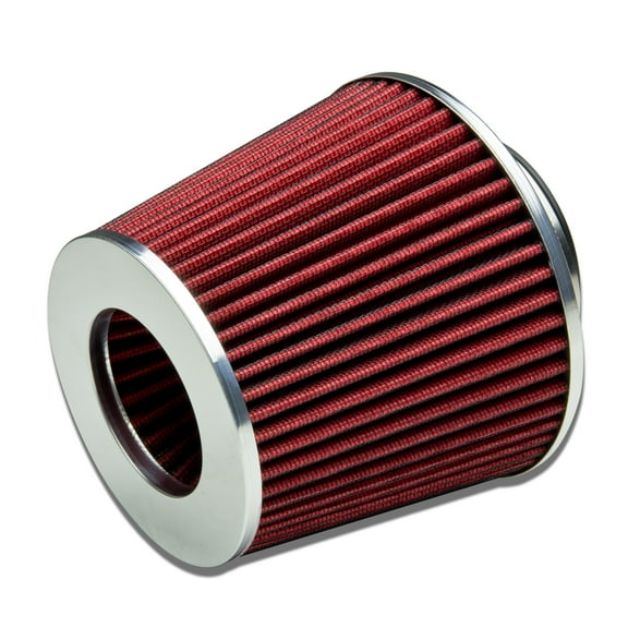 DNA Motoring AF-25-001-RD 2.5" PERFORMANCE RACING HIGH FLOW AIR INTAKE DRY CONE RED RUBBER FILTER+CLAMP