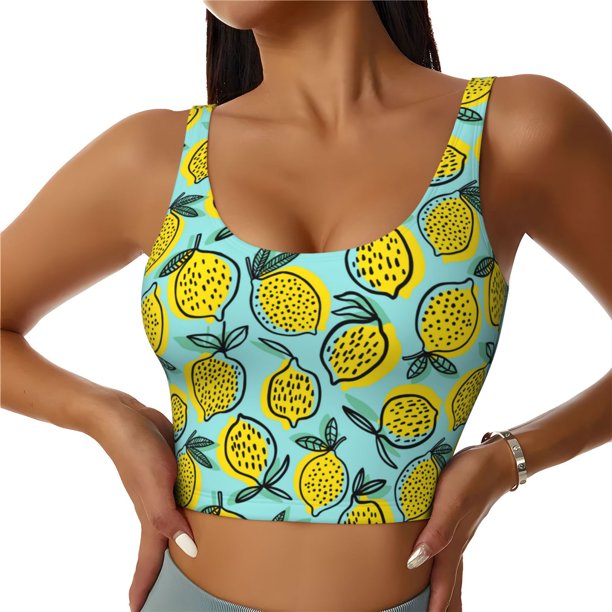 Balery Lemon1 Sujetadores deportivos con espalda cruzada para mujer, acolchados, sin costuras, de alto impacto, ideales para yoga, gimnasio, entrenamiento y fitness.-Medium