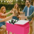 thumbnail image 6 of Ktaxon 80 Qt Rolling Ice Chest Cooler Cart Outdoor Trolley with Storage Shelf, Bottle Opener & Cap Collector for 48 Hour Cold Drinks,Bright Pink, 6 of 8