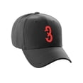thumbnail image 3 of Daxton Structured Baseball Hat Cap Curved Visor Vintage Custom Number, Black Hat, Red Number 3, 3 of 4