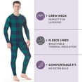 thumbnail image 2 of Rocky Men’s Thermal Underwear Set Insulated Top & Bottom Base Layer For Cold Weather, Green Plaid 2X, 2 of 8