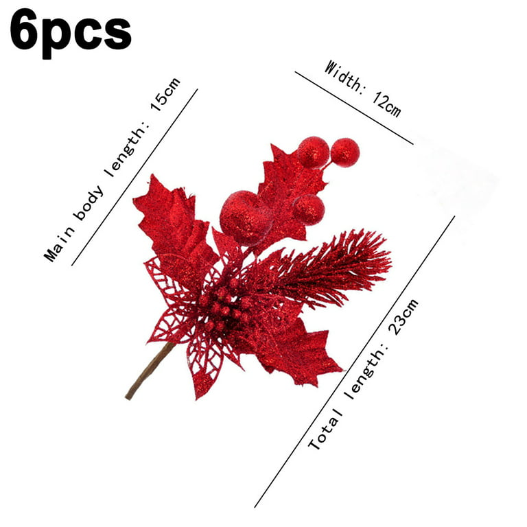 10pcs Christmas Picks and Sprays Artificial Xmas Tree Sprays Bay Glitter  Leaves Decor Plastic Christmas Leaves Decoration Wired Twig Stem Fake Bunch  for DIY Garland Wreath Ornament 