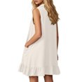 thumbnail image 5 of QUNYINEY Women's Summer Dresses Mini White A Line Sleeveless Sundress Ruffle Collared Loose Fit with Pockets Dresses, 5 of 7
