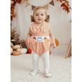 thumbnail image 5 of Qmyliery Baby Girl Overalls, Sleeveless Stripes Embroidery Ghost Romper Bodysuit Halloween Clothes, 5 of 9