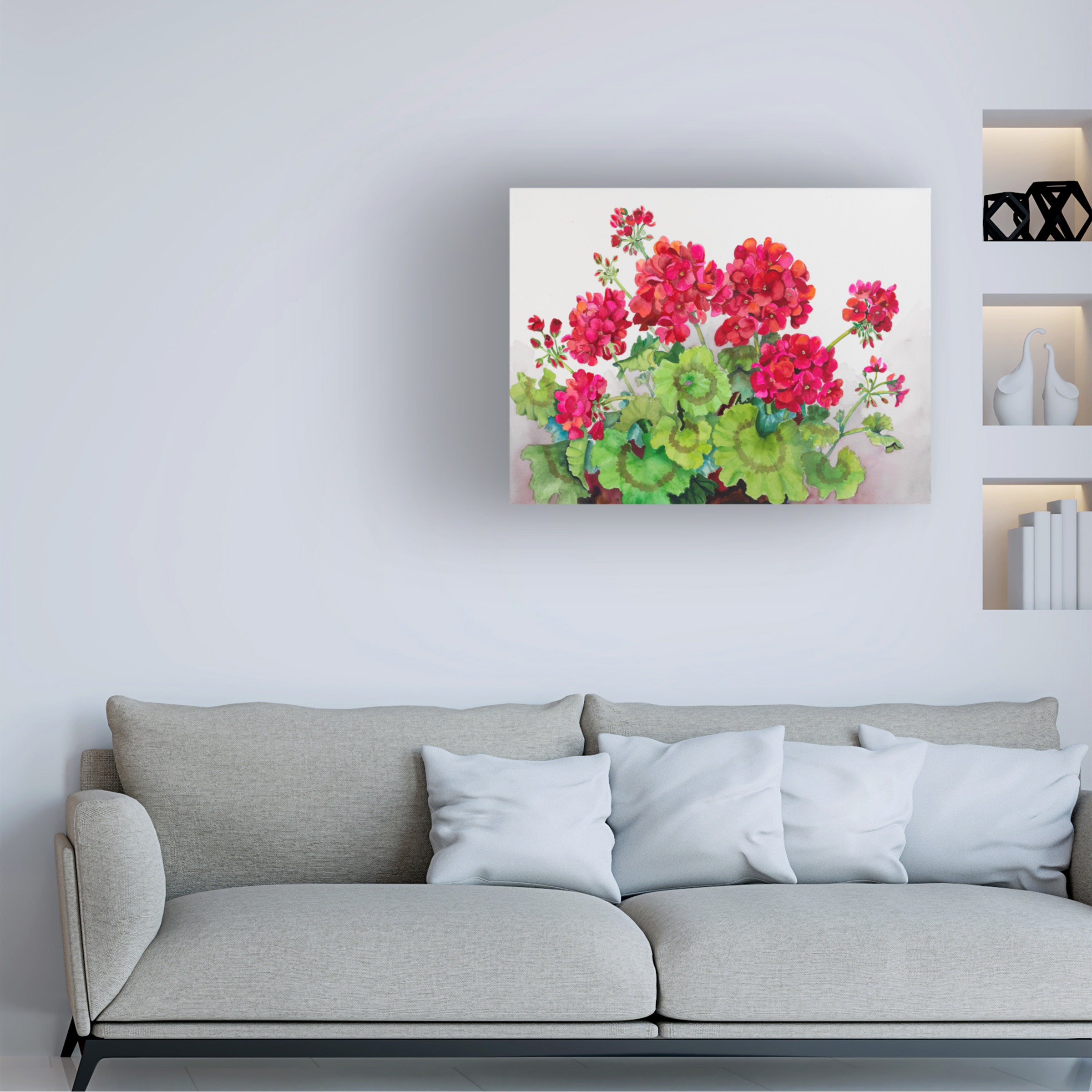 Trademark Fine Art Joanne Porter Red Geraniums Canvas Wall Art - 35x47