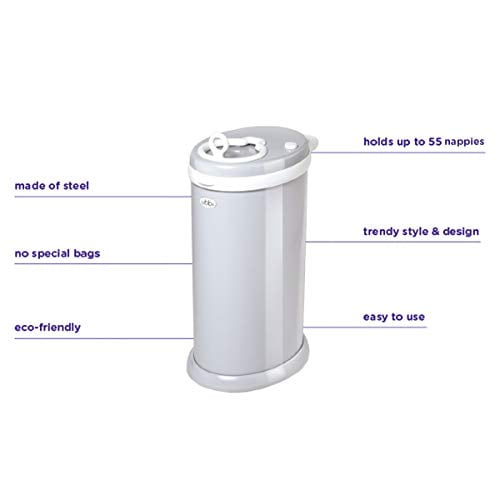 Diaper Pail No Special Bag Required Steel Odor Locking Modern Design Registry Must-Have Diaper Pail 11.38x8.38x19.5 Inch Pack of 1, Chrome 